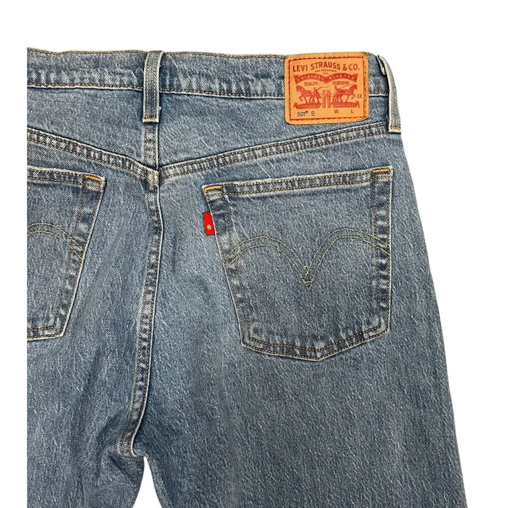LEVI STRAUSS Men's 501S Skinny Fit Button Fly Blue Jeans Raw Hem Stretch 30X30